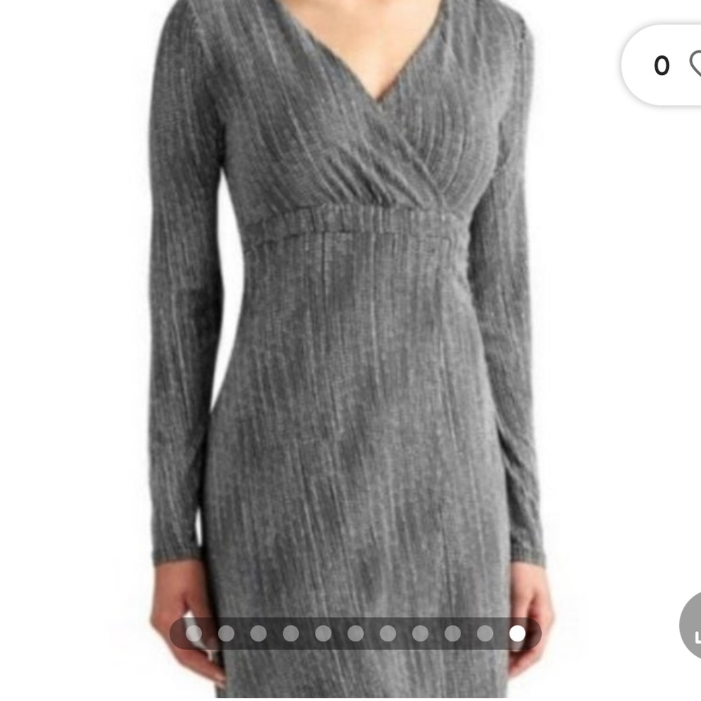 Athleta Wrap It Up Black & White Dot Long Sleeved Lined Faux Wrap Dress Medium